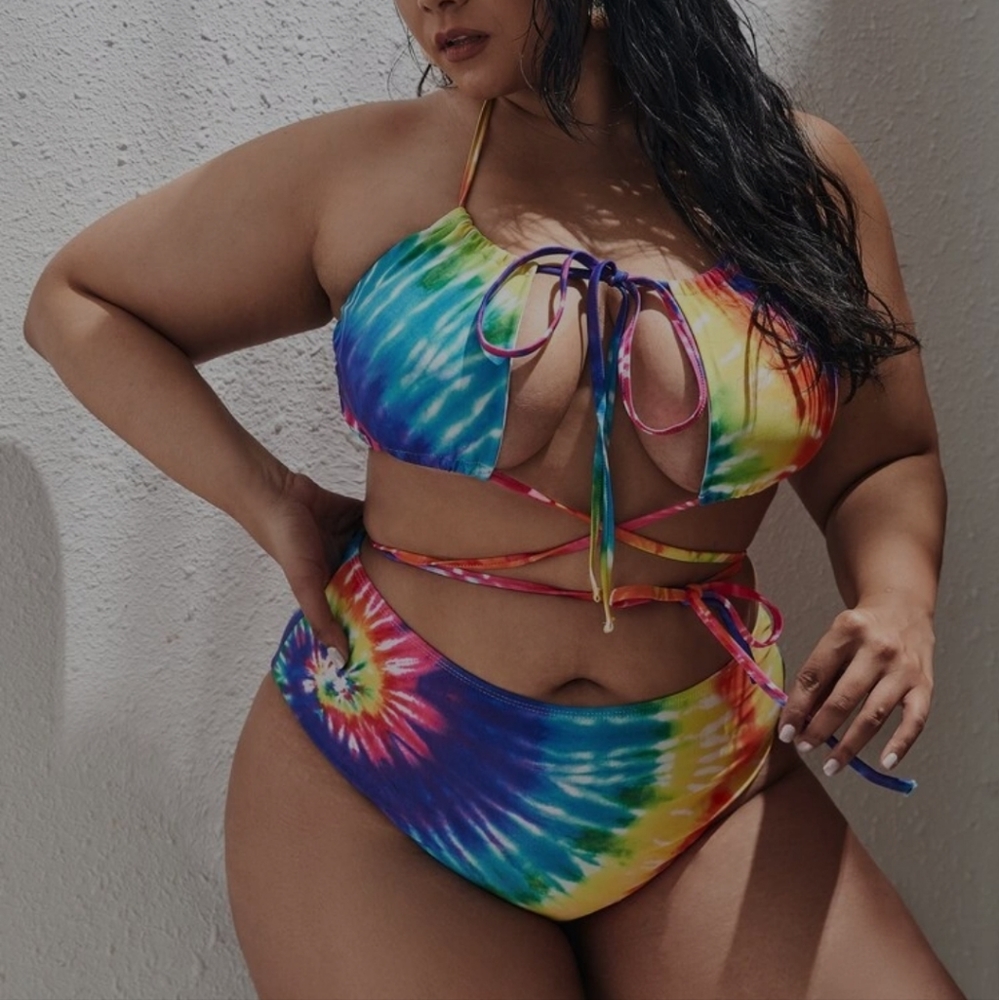 Tie Dye Two Piece Bikini Swimsuit Set EUC Size 12